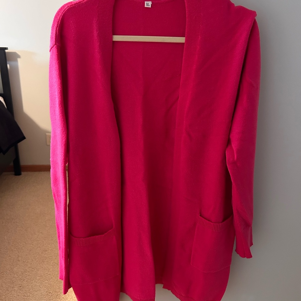 Women's Pink Open Front Cardigan Sweater
